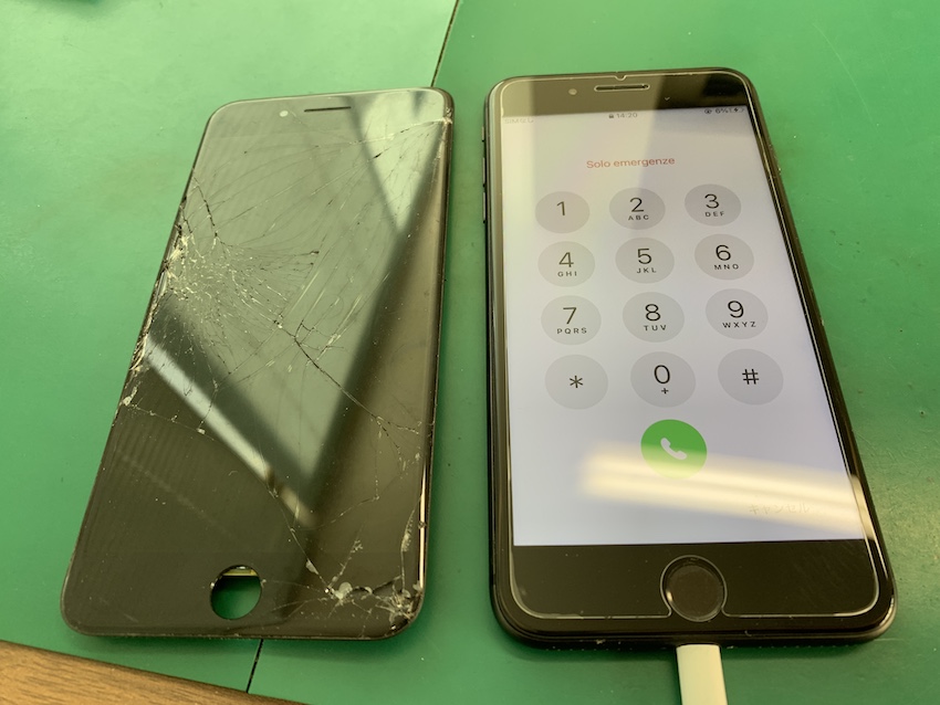 即日10分でiPhone8Plusのガラス割れ修理